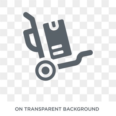 Teslim cart simgesi. Teslim cart tasarım konsepti teslim ve lojistik koleksiyonu. Basit öğe vektör çizim şeffaf arka plan üzerinde.