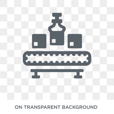 Konveyör simgesi. Konveyör tasarımı konseptinden teslim ve lojistik koleksiyon. Basit öğe vektör çizim şeffaf arka plan üzerinde.