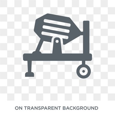 Beton Mikser simgesi. Trendy düz vektör inşaat koleksiyonundan şeffaf arka plan beton mikser simgesi. Dolu kaliteli Beton Mikser simge kullanımı için web ve hareket eden