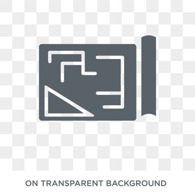 Planı simgesi. Trendy düz vektör inşaat koleksiyonundan şeffaf arka plan üstünde kutsal kişilerin resmi Blueprint. Yüksek kalite planı simge kullanımı web ve mobil için dolu