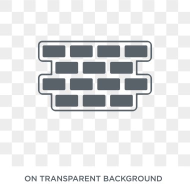 Birck duvar simgesi. Trendy düz vektör inşaat koleksiyonundan şeffaf arka plan üstünde Birck duvar kutsal kişilerin resmi. Birck duvar simge kullanımı web ve mobil için yüksek kaliteli dolu