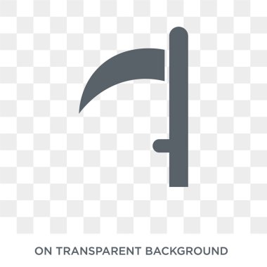 Tırpan simgesi. Tırpan tasarım konsepti tarım, tarım ve Bahçe koleksiyonu. Basit öğe vektör çizim şeffaf arka plan üzerinde.