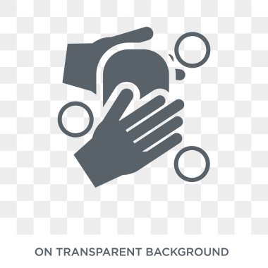 Yıkama el simgesi. Trendy düz vektör toplama temizlik üzerinden saydam arka plan üstünde kutsal kişilerin resmi el yıkama. Yüksek kalite el yıkama simge kullanımı web ve mobil için dolu