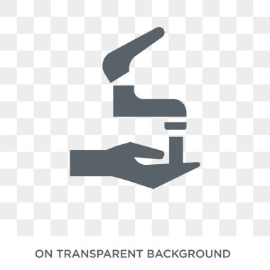 El yıkama simgesi. Trendy düz vektör el simgesi toplama temizlik üzerinden saydam arka plan üzerinde yıkama. Yüksek kalite el simge kullanımı web ve mobil için yıkama dolu