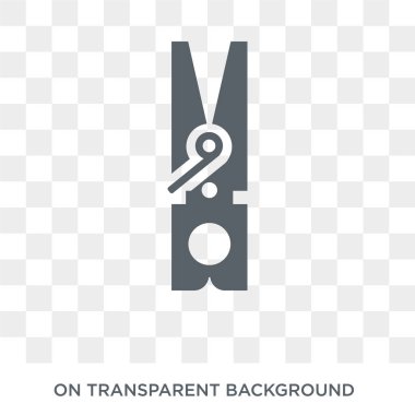 Giysi peg simgesi. Trendy düz vektör toplama temizlik üzerinden saydam arka plan üstünde kutsal kişilerin resmi kıyafet peg. Dolu kaliteli giysiler peg simge kullanımı için web ve hareket eden