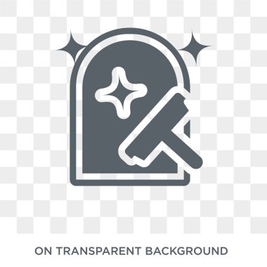 Temizlik pencere simgesi. Trendy düz vektör toplama temizlik üzerinden saydam arka plan üstünde kutsal kişilerin resmi pencere temizleme. Pencere temizleme simge kullanımı web ve mobil için yüksek kaliteli dolu