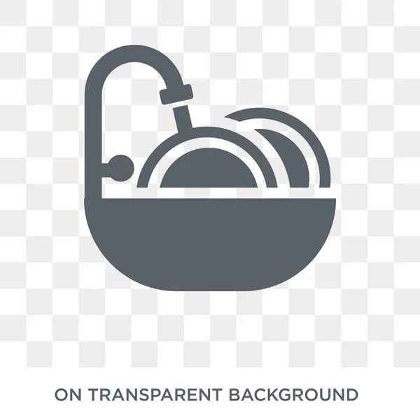 Washing Plate Icon Trendy Flat Vector Washing Plate Icon Transparent — Stock Vector