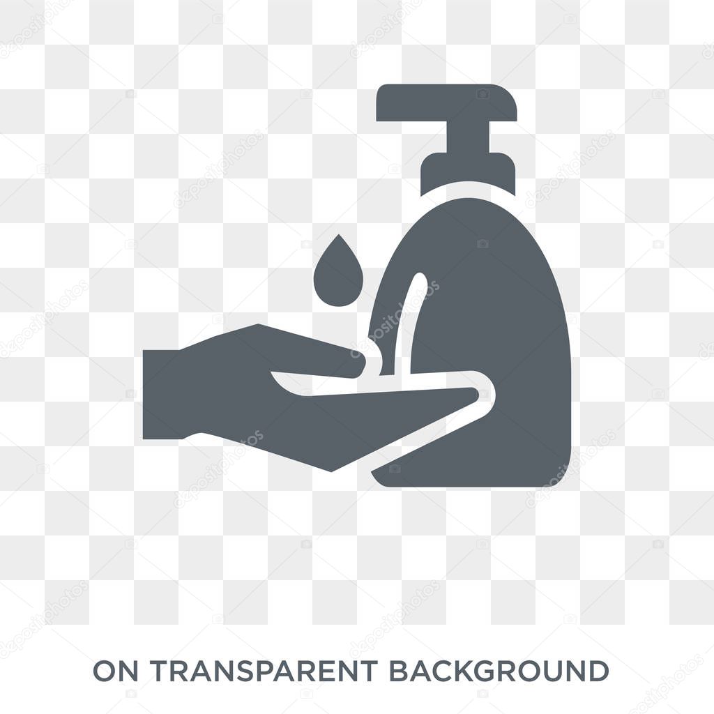 Washing hand icon. Trendy flat vector Washing hand icon on transparent background from Cleaning collection. High quality filled Washing hand symbol use for web and mobile