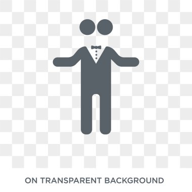 İki başlı adam simgesi. İki başlı adam tasarım konsepti sirk koleksiyonundan. Basit öğe vektör çizim şeffaf arka plan üzerinde.