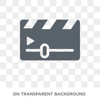 Video Klip simgesi. Sinema koleksiyonundan saydam arka plan üzerinde Trendy düz vektör Video Klip simgesi. Web ve mobil cihazlar için yüksek kaliteli dolu Video Klip sembolü kullanımı