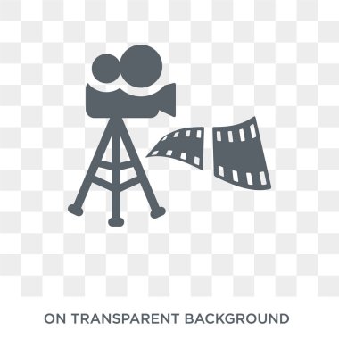 Film şeridi simge. Trendy düz vektör film şeridi simge sinema koleksiyonundan şeffaf arka plan üzerinde. Yüksek kaliteli dolu film şeridi simge kullanımı için web ve hareket eden
