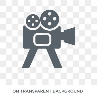 film kamera simgesi. Trendy düz vektör film kamera simgesi sinema koleksiyonundan şeffaf arka plan üzerinde. Yüksek kaliteli dolu film kamera simge kullanımı için web ve hareket eden