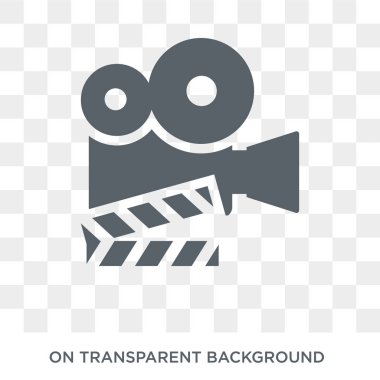 Film simgesi. Trendy düz vektör sinema koleksiyonundan şeffaf arka plan üstünde kutsal kişilerin resmi Film. Yüksek kaliteli Film simge kullanımı web ve mobil için dolu