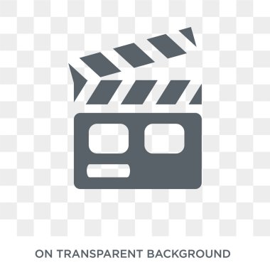 Klaket simgesi. Trendy düz vektör Klaket simge sinema koleksiyonundan şeffaf arka plan üzerinde. Klaket simge kullanımı web ve mobil için yüksek kaliteli dolu