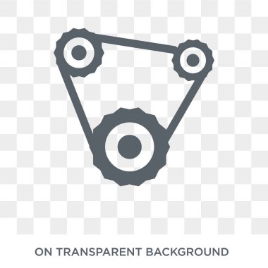 Araba vantilatör kayışı simgesi. Araba vantilatör kayışı tasarım konsepti araba parçaları koleksiyonundan. Basit öğe vektör çizim şeffaf arka plan üzerinde.