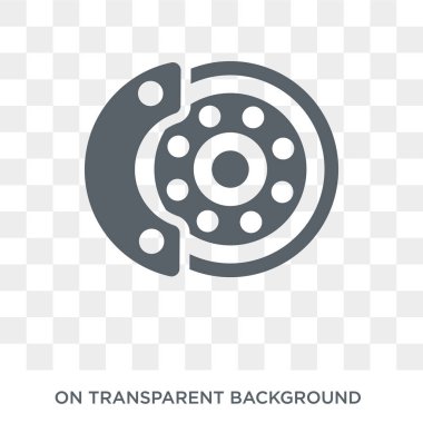 Araba disk fren simgesi. Araba disk fren tasarım konsepti araba parçaları koleksiyonundan. Basit öğe vektör çizim şeffaf arka plan üzerinde.