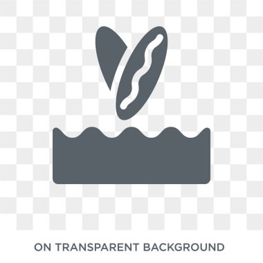 Sörf simgesi. Tasarım konsepti kamp koleksiyonundan sörf. Basit öğe vektör çizim şeffaf arka plan üzerinde.