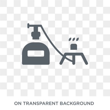 Pişirme gazı simgesi. Camping koleksiyonundan pişirme gazı tasarım konsepti. Saydam arka planda basit eleman vektör çizimi.