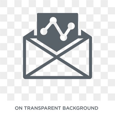 E-posta Analytics simgesi. Trendy düz vektör iş ve analytics koleksiyonundan şeffaf arka plan üstünde kutsal kişilerin resmi e-posta Analytics. E-posta Analytics simge kullanımı web ve mobil için yüksek kaliteli dolu