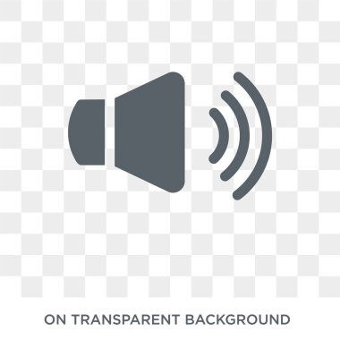 Ses simgesi. İş koleksiyonundan saydam arka plan üzerinde trendy düz vektör Hacim simgesi. Web ve mobil cihazlar için yüksek kaliteli dolu Ses düzeyi sembolü kullanımı