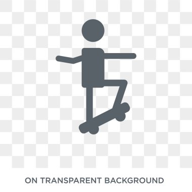 Kaykay simgesi. Saydam arka plan etkinliği ve Hobiler koleksiyon trendy düz vektör Skateboarding simgesi. Yüksek kaliteli web ve mobil için Skateboarding sembolü kullanın dolu