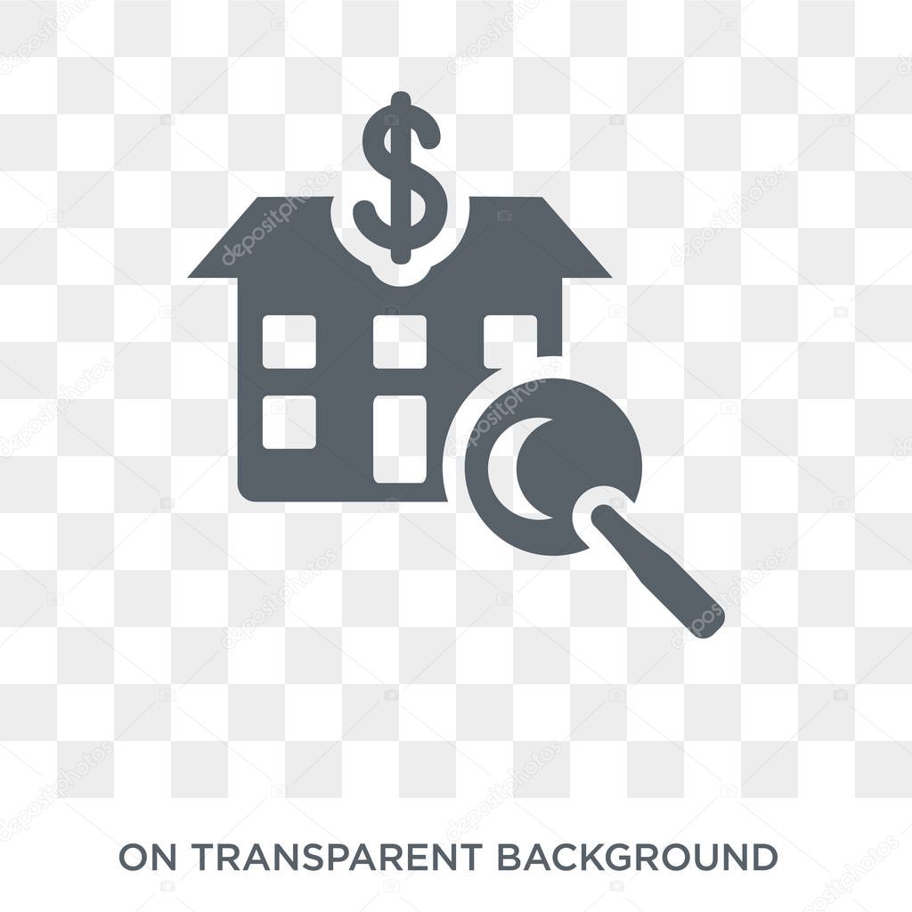 House price surveys icon. Trendy flat vector House price surveys icon on transparent background from Business  collection. High quality filled House price surveys symbol use for web and mobile