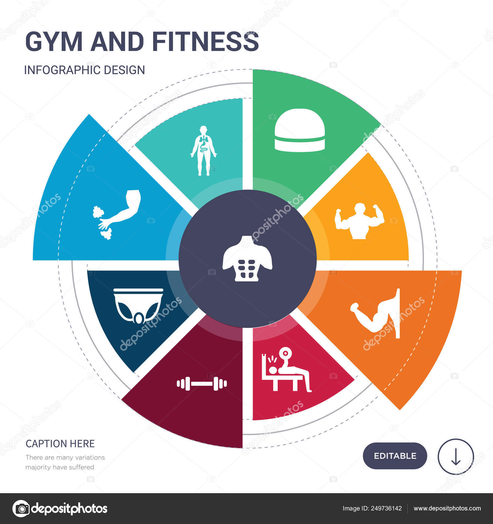 Set Of 9 Simple Gym And Fitness Vector Icons Contains Such As Abs