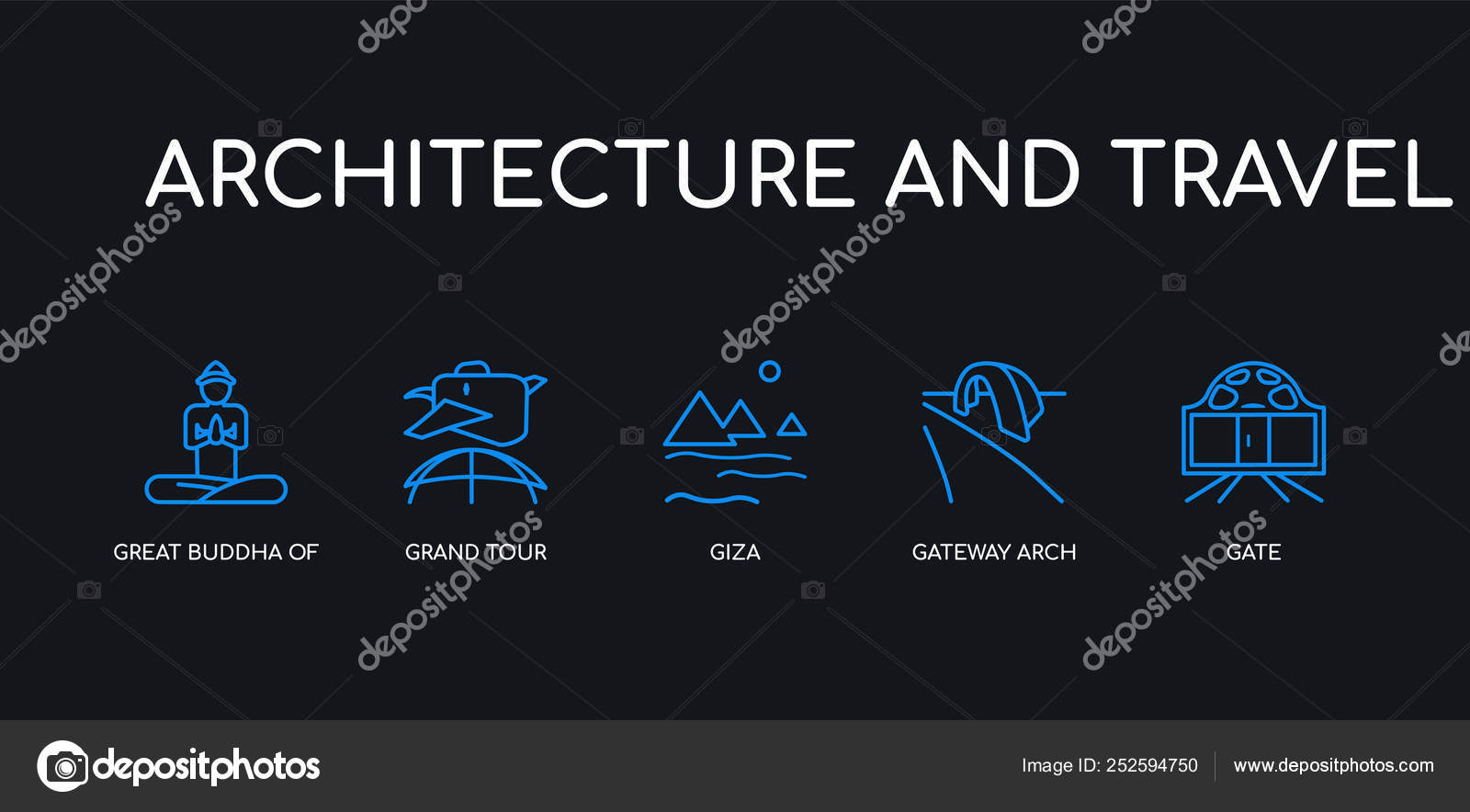 5 Outline Stroke Blue Gate Gateway Arch Giza Grand Tour - 