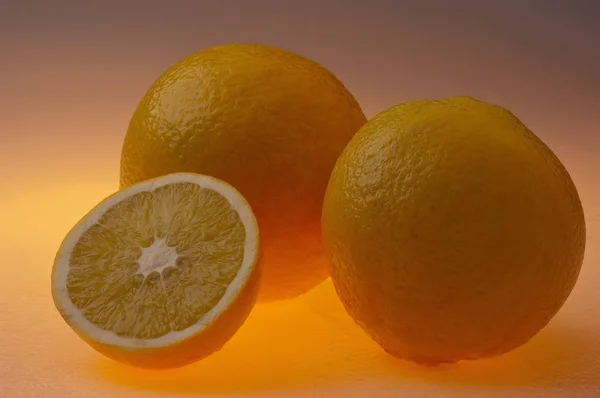Two Oranges Orange Background Fruit — Stock Photo, Image