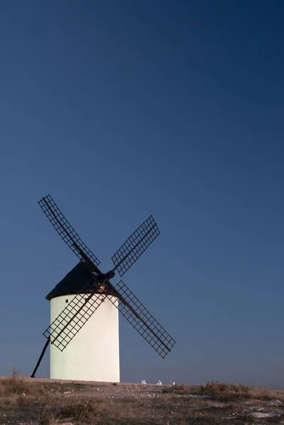 Ветряные Мельницы Энергия Ветра Ночной Кампо Криптана Сьюдад Реаль Испания — стоковое фото