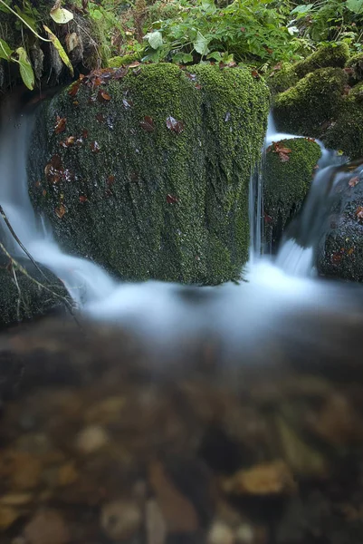 Cascada Con Hojas Moss Colores Otoñales — Foto de Stock