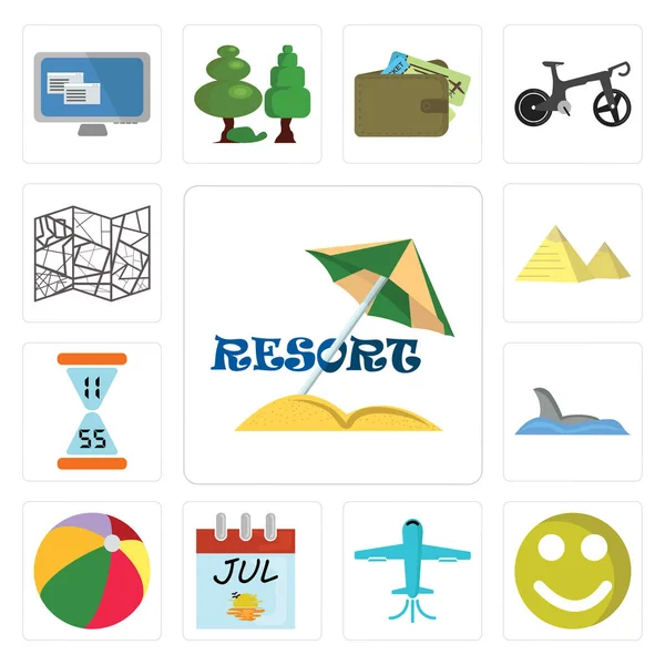 Set Von Einfach Editierbaren Symbolen Wie Resort Happy Flugzeug Kalender — Stockfoto