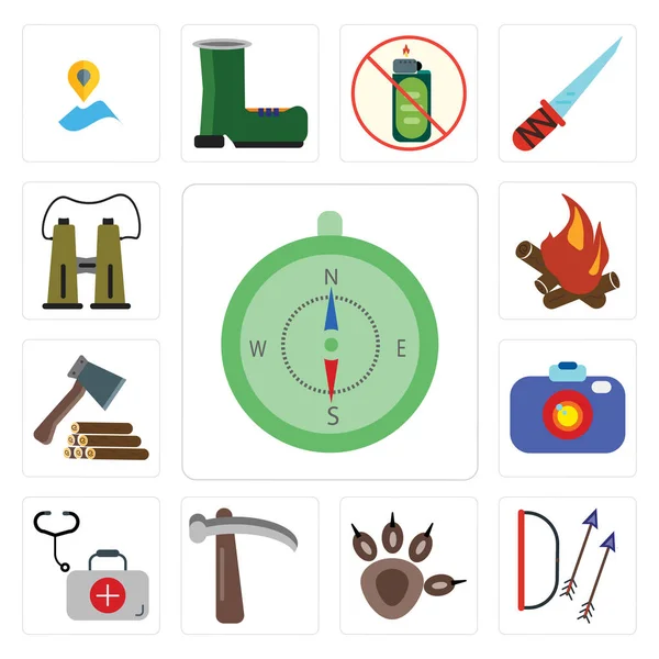 Set Simple Editable Icons Compass Arrows Pawprint Pick First Aid — Stock Photo, Image