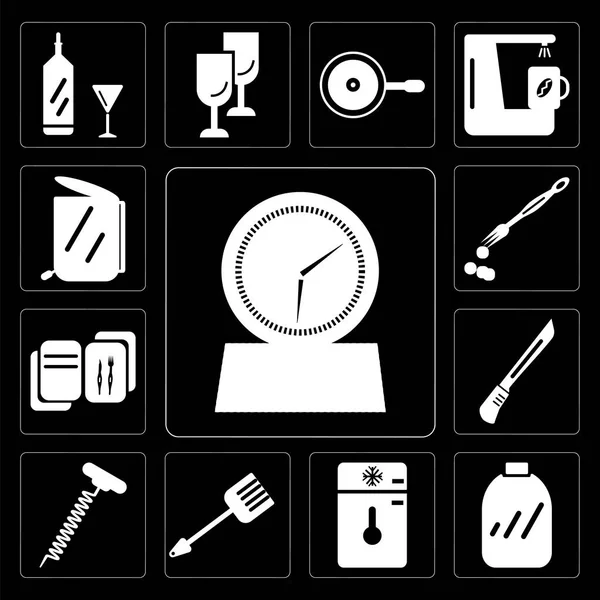 Set Mit Einfach Editierbaren Symbolen Wie Timer Konservierung Gefrierschrank Spatel — Stockfoto