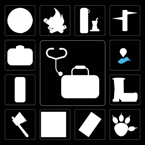 Set Semplici Icone Modificabili Come Kit Pronto Soccorso Pawprint Fiammiferi — Foto Stock