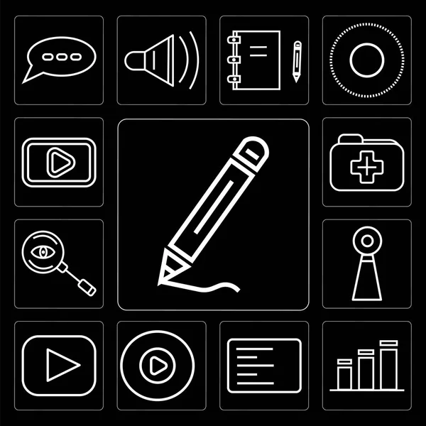 Set Semplici Icone Modificabili Come Matita Lorda Diagramma Barre Allineamento — Foto Stock