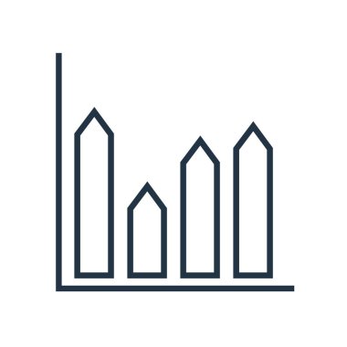 Çubuk grafik simge vektör beyaz arka plan üzerinde çubuk grafik şeffaf işareti izole