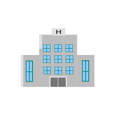 Web ve mobil uygulaması tasarımı, hastane logo kavramı için beyaz arka plan üzerinde izole hastane simge vektör