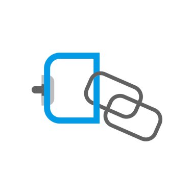 Web ve mobil uygulaması tasarımı, Carabiner logo kavramı için beyaz arka plan üzerinde izole çantanıza simge vektör