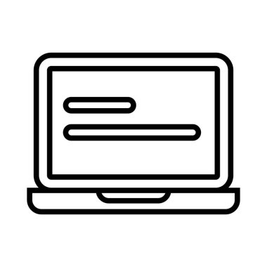 Dizüstü bilgisayar ön monitör simgesini vektör web ve mobil uygulaması tasarımı, Laptop ön monitör logo kavramı için izole üzerinde beyaz arka plan