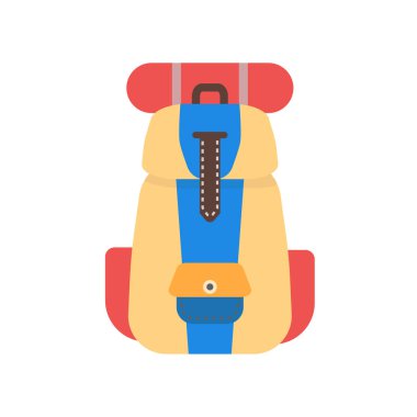 Web ve mobil uygulaması tasarım, sırt çantası logo kavramı için beyaz arka plan üzerinde izole sırt çantası simge vektör