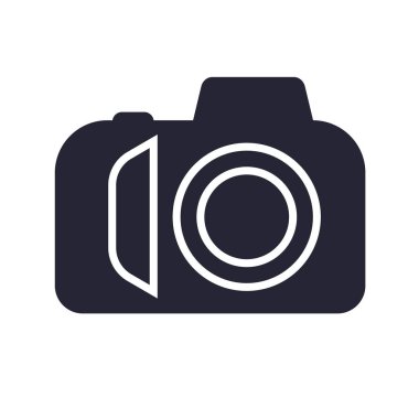 Fotoğraf kamera simgesi üzerinde izole beyaz arka plan web ve mobil uygulaması tasarım, fotoğraf kamera logo kavramı için vektör