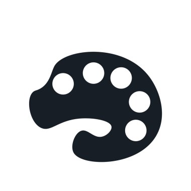 Ressam paleti simgesi üzerinde izole beyaz arka plan web ve mobil uygulaması tasarımı, Ressam paleti logo kavramı için vektör