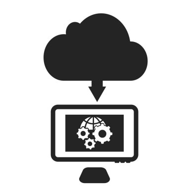 Web ve mobil uygulaması tasarımı, bulut bilgi işlem logo kavramı için beyaz arka plan üzerinde izole bilgi işlem simge vektör bulut