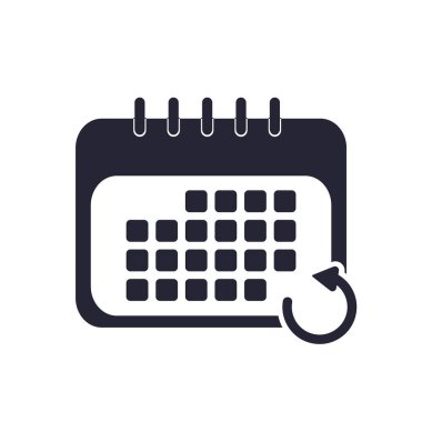 Web ve mobil uygulaması tasarımı, takvim logo kavramı için beyaz arka plan üzerinde izole takvim simge vektör