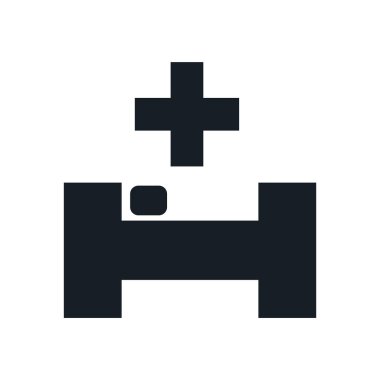 Web ve mobil uygulaması tasarımı, hastane logo kavramı için beyaz arka plan üzerinde izole hastane simge vektör