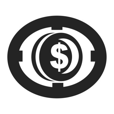 Sikke simge vektör web ve mobil uygulaması tasarımı, sikke logo kavramı için izole üzerinde beyaz arka plan