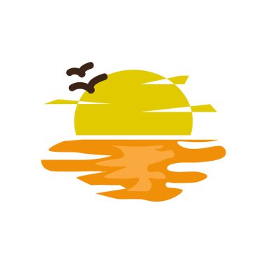 Web ve mobil uygulaması tasarımı, günbatımı logo kavramı için beyaz arka plan üzerinde izole günbatımı simge vektör