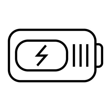 Pil güç simgesi üzerinde izole beyaz arka plan web ve mobil uygulaması tasarımı, pil güç logo kavramı için vektör