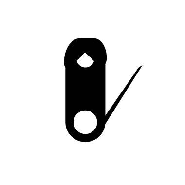 Çengelli iğne simge vektör web ve mobil uygulaması tasarımı, çengelli iğne logo kavramı üzerinde izole beyaz arka plan